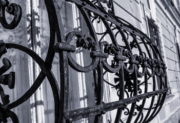 Metal ironwork ornaments.Old mansion.High quality photo