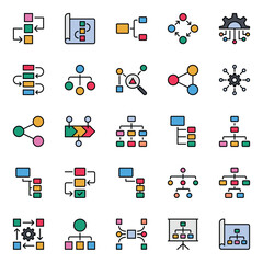 Filled outline icons set for Workflow.