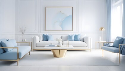 white and gold theme interior modern minimalism photo realism