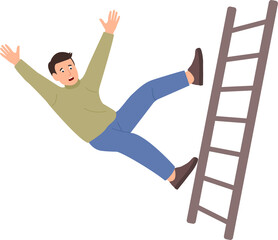 Man  falling from step ladder. Person slipping, falling down. Injury danger. Flat vector illustration isolated on white background © Oksana