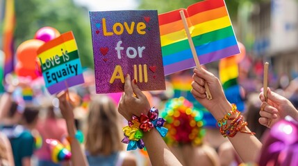 Obraz premium close-up photo of hands holding signs reading 