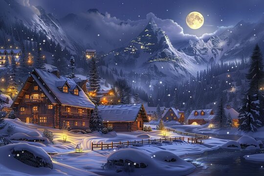 christmas night in the village