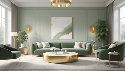 white and gold theme interior modern minimalism photo realism