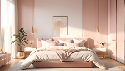 white and gold theme interior modern minimalism photo realism