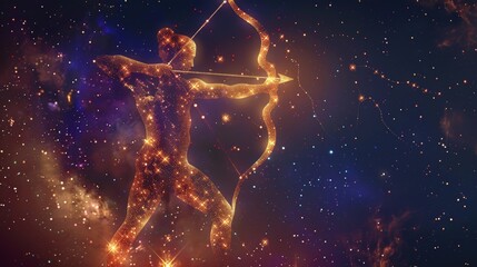 Sagittarius the archer centaur constellation glowing in the night sky