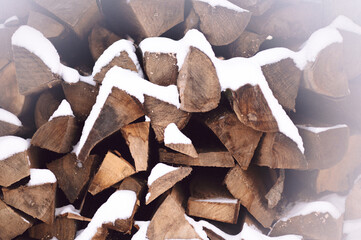 a stack of wood is covered in snow in the snow