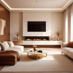 white and gold theme interior modern minimalism photo realism