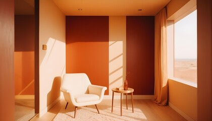 white and gold theme interior modern minimalism photo realism