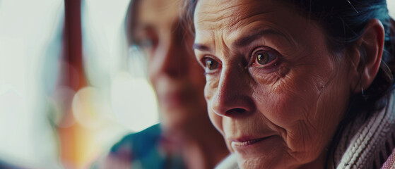 Elderly woman's eyes convey a lifetime of stories, sharply in focus.