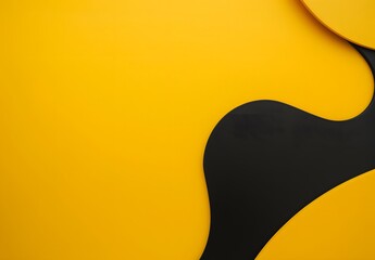 Minimalist Yellow Background with Black Curved Shape
