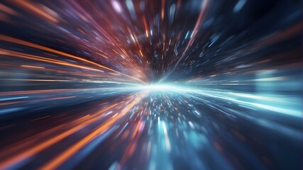 Abstract high-speed technology point of view motion blur on a technology screen