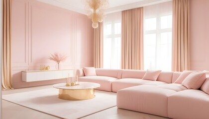 white and gold theme interior modern minimalism photo realism