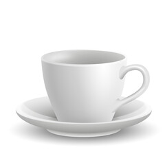Beautiful realistic ceramic coffee cup on transparent background.