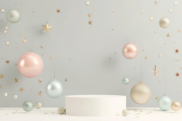 Minimalist Geometric shape scene. 3d rendering. Christmas Themes.