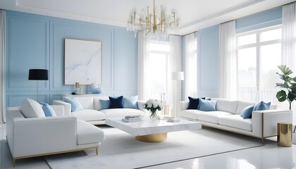 Fototapeta premium white and gold theme interior modern minimalism photo realism