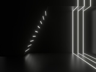 Black background with white neon lights