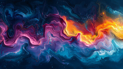 Liquid paints form a beautiful abstraction