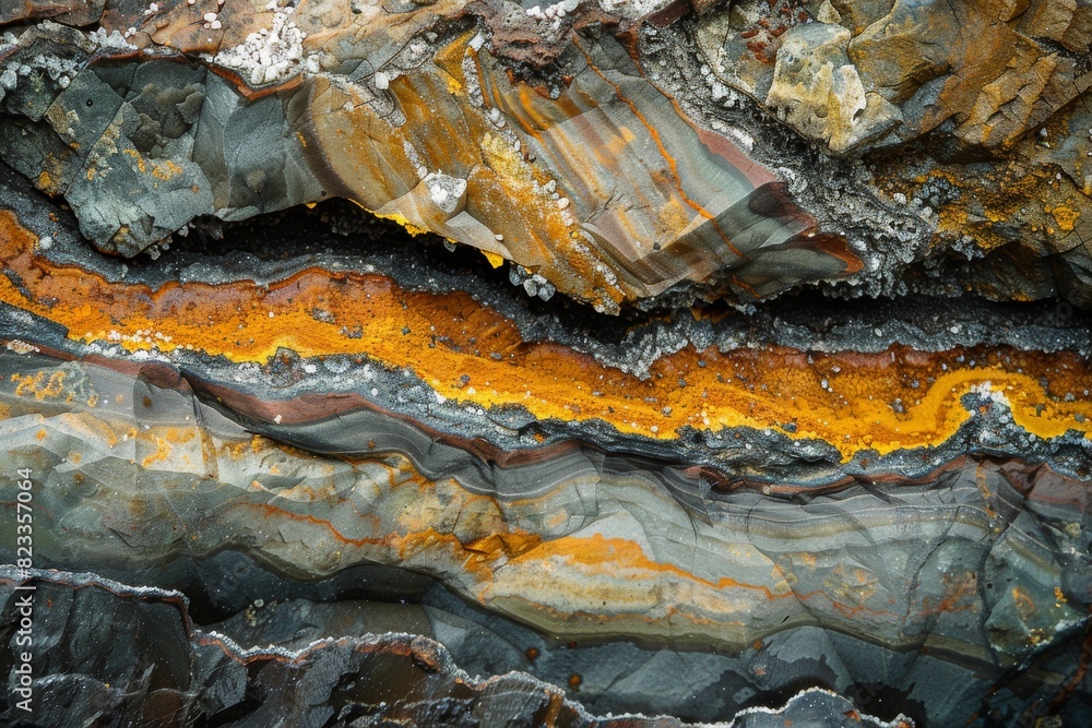 Poster a detailed shot of the layers and bands in agate rock, displaying geological beauty and complexity