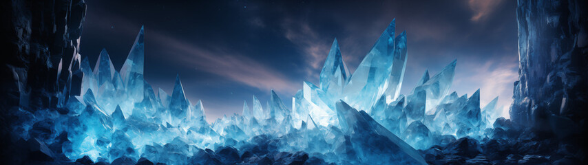 Blue Crystals in Ice Cave