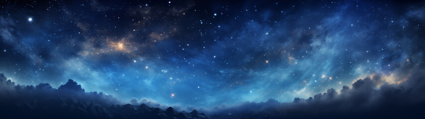 Starry Night Sky with Cloudy Horizon