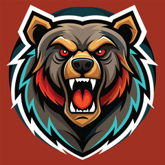 angry bear logo modern art style