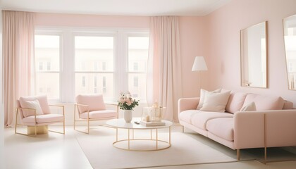 white and gold theme interior modern minimalism photo realism