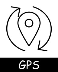 GPS line icon. Satellite, global positioning system, navigation, location tracking, geolocation, mapping, technology, space, signal, communication, coordinates.