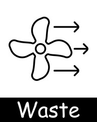 Waste line icon. Industrial pipe, air filter, pollution, air emissions, waste management, environmental impact, exhaust, factory, contamination, environmental protection, industry.