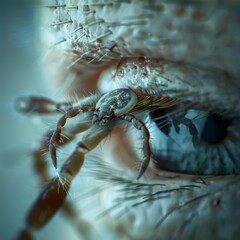 Insect monster bites, encephalitis tick macro dust mite, horrible microscopic bug, skin parasite