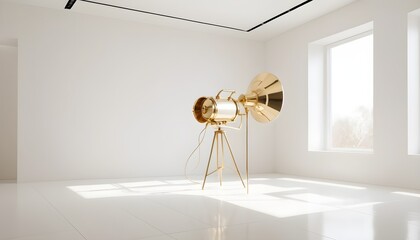 white and gold theme interior modern minimalism photo realism