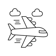 airplane icon with white background vector stock illustration