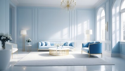 white and gold theme interior modern minimalism photo realism