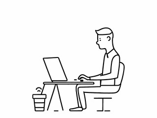 Freelancer man  working on laptop