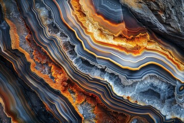 This detailed image showcases the natural beauty of banded agate stones with their vibrant colors and intricate patterns