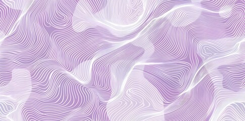 Seamless pattern with lines and curves in a retro style on a light purple background
