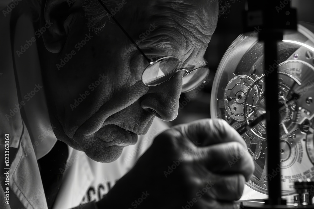 Aufkleber watchmaker's precision work on an intricate watch mechanism, craftsmanship