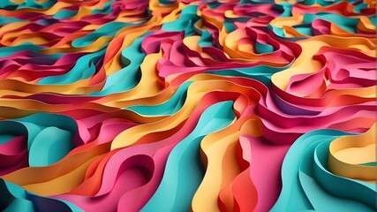 Colorfull Paper art with design curves