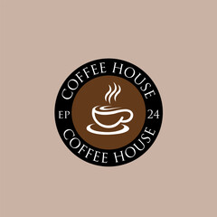 Coffeeshop Logo, Text with Coffee Cup and Swirling Steam, vector logo template