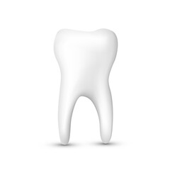 Beautiful realistic white tooth dentist illustration on transparent background.