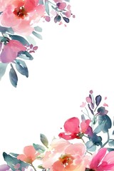 Elegant Watercolor Floral Arrangement on White Background