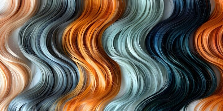 Hair salon showcasing a variety of colorful hair extension samples for clients. Concept Hair Salon, Colorful Hair Extensions, Sample Showcase, Client Consultation