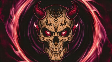 devil skull illustration.