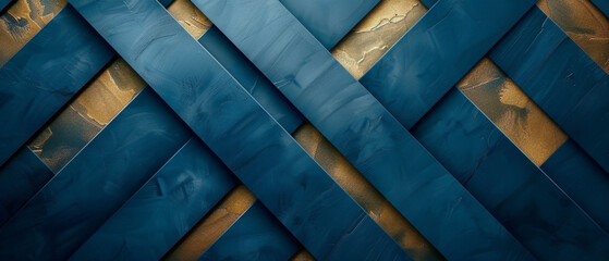 Abstract gold geometry lines on blue background for stylish wallpaper