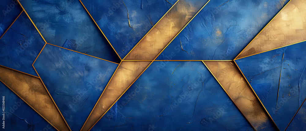 Poster minimalistic gold lines and triangles on black background