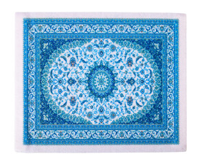 Colorful carpet isolated on white background in turkish style.