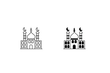 mosque icon with white background vector stock illustration