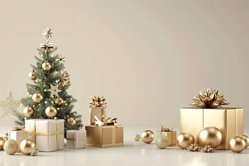 Decorated christmas tree with gifts, Christmas backgrounds