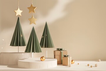 Decorated christmas tree with gifts, Christmas backgrounds