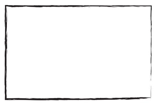 Black grunge rectangle empty frame isolated on transparent or white background, vector illustration.