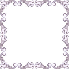 Hand drawn watercolor vintage ornament frame border. Baroque illustration isolated on white background. Can be used for cards, label and other printed products.